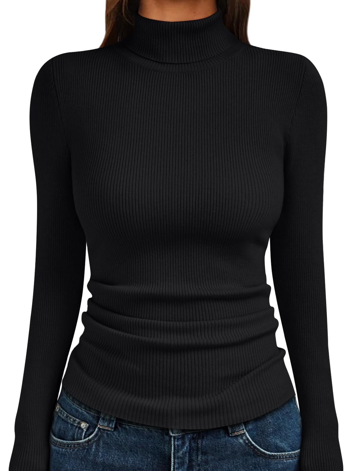 LILLUSORY Womens Turtleneck Ribbed Sweater