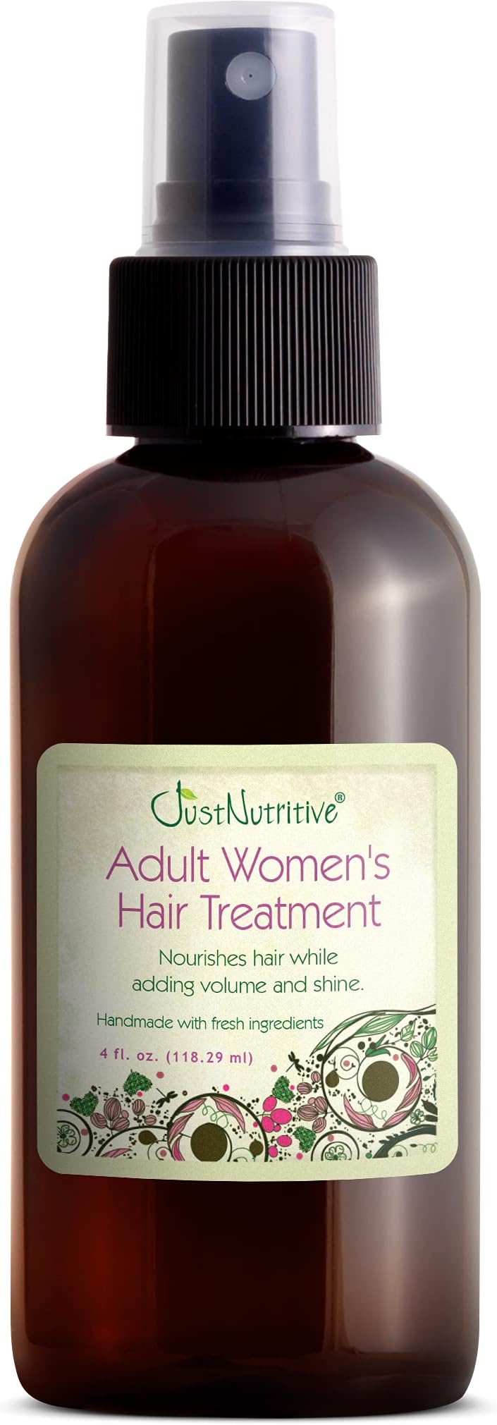 Just Nutritive Adult Women's Hair Treatment Oil, Nourishing and Strengthening, 4 oz, Liquid, SLS and Chemical Free, Ideal for Thinning Hair and Hair Loss Regrowth