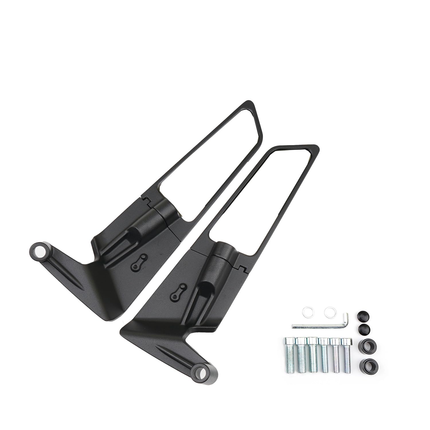 Letgoing Motorcycle Stealth Wing Rear View Mirrors180° Adjustable Aluminium Alloy Motorbike Mirrors (Handlebar installation, small with low)