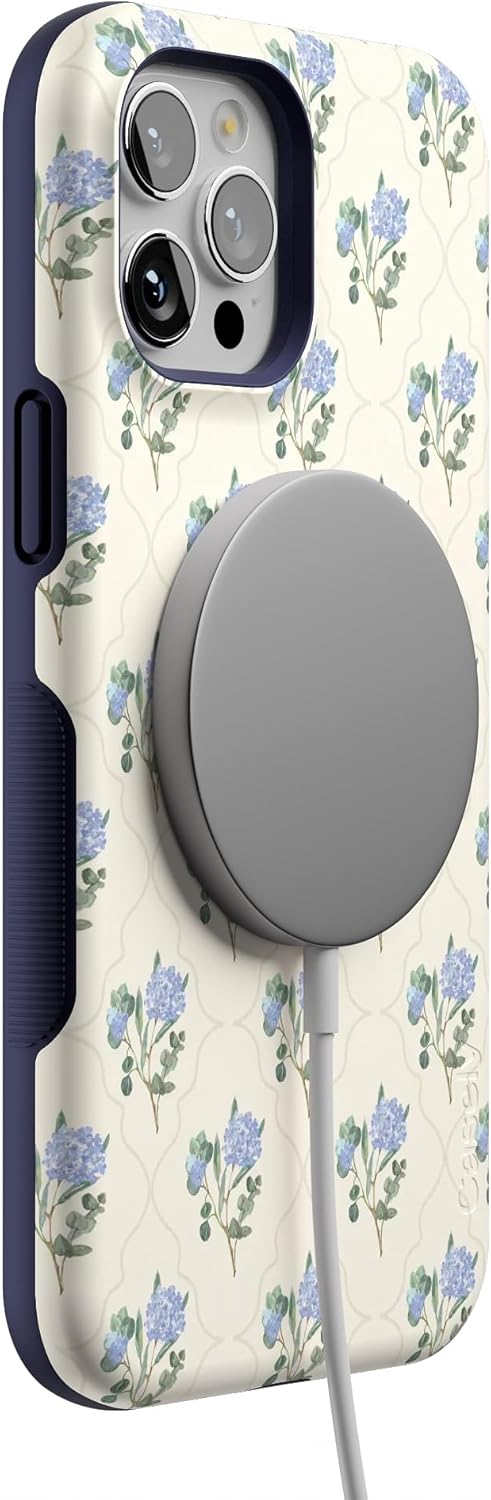 Casely iPhone 12 Pro Max Case | Vintage Garden | Blue Hydrangea | Bold Protective Design | Compatible with MagSafe