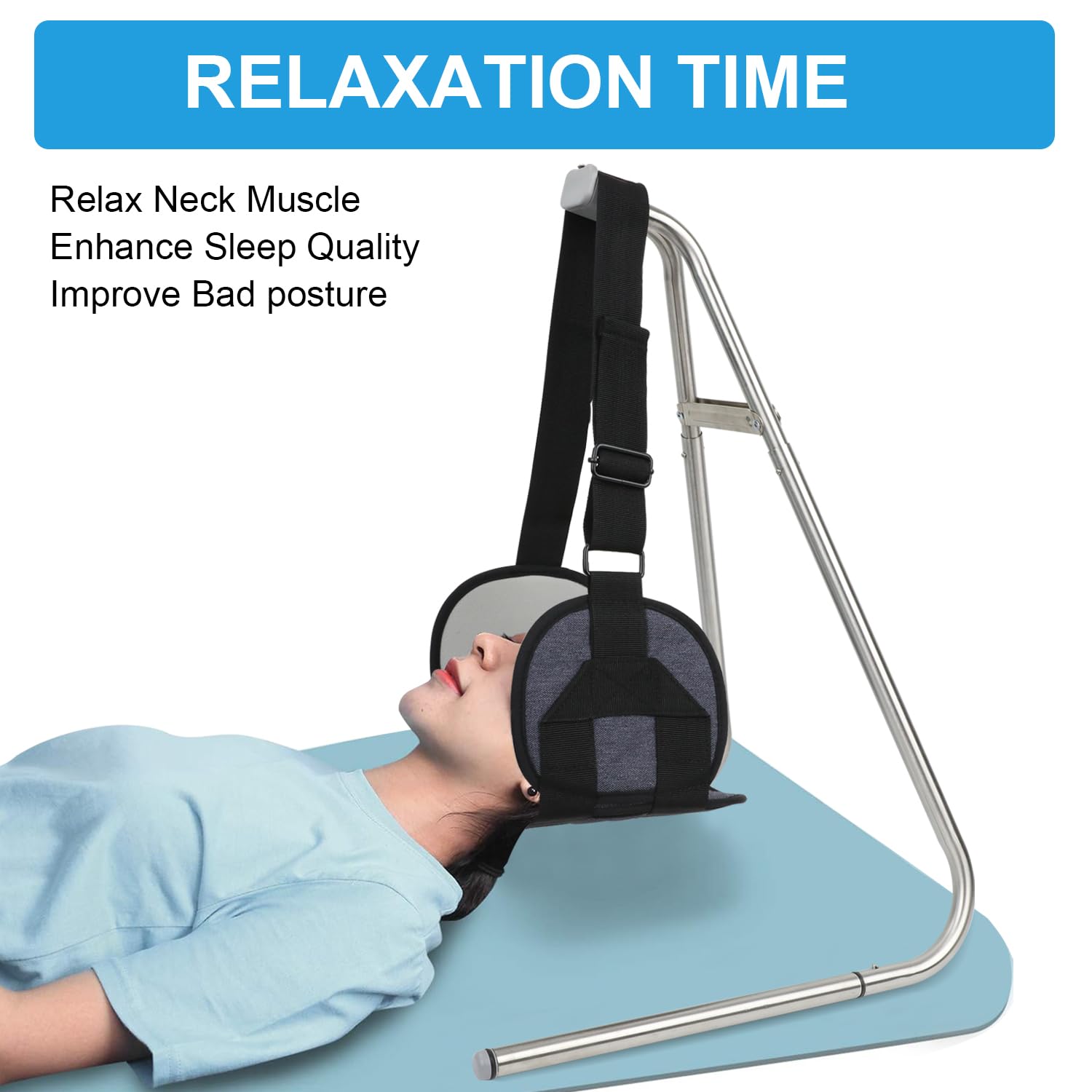Toogel Hamaca de Cabeza con Soporte Extraíble para Relajar Cuello y Hombros, Tracción Cervical para Aliviar la Fatiga del Cuello, Corrección Postural con Bolsa de Viaje
