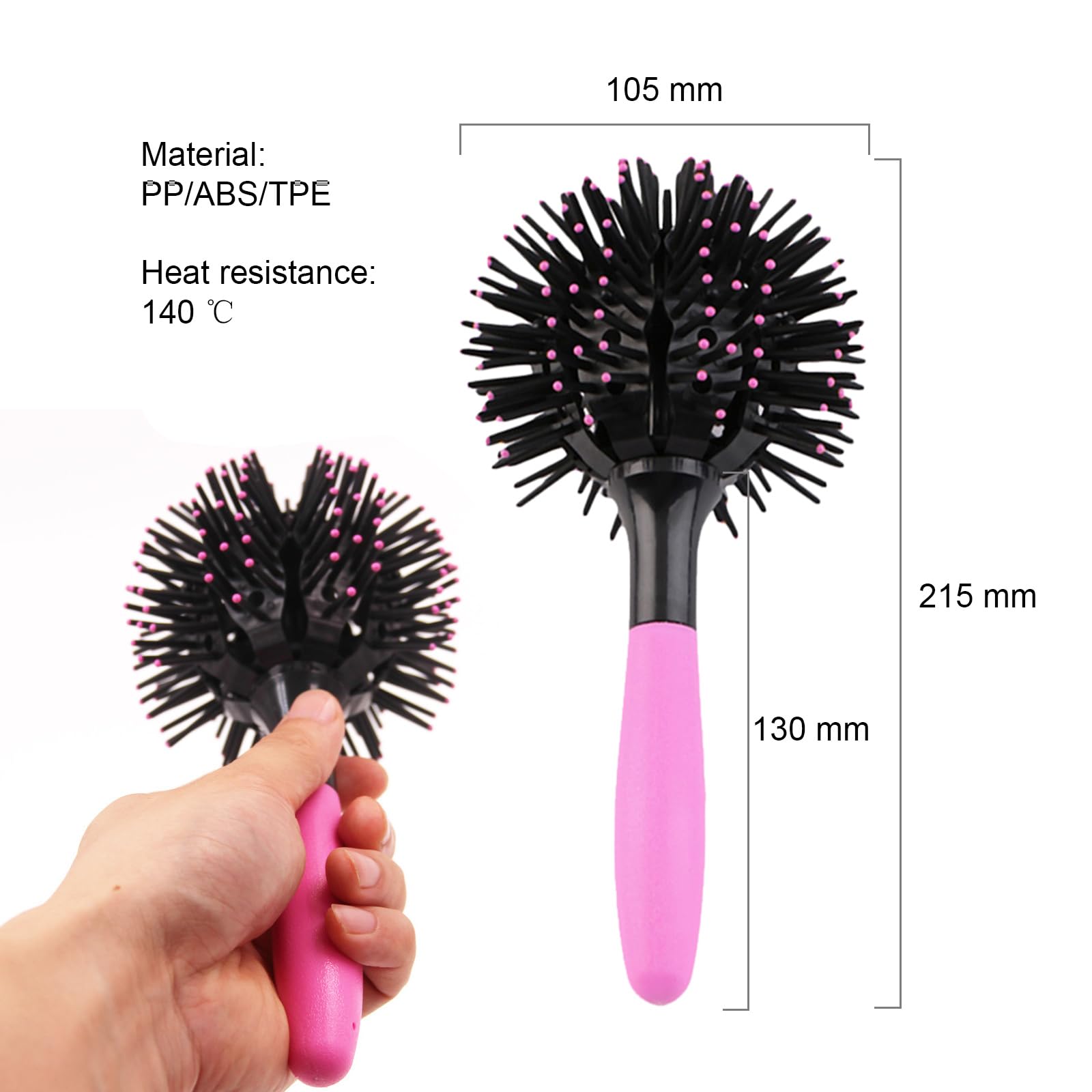ANKROYU Hair Curling Spherical Brush, 3D Spherical Comb Hair Brush, 360 Degree Styling Hair Brush - Image 2
