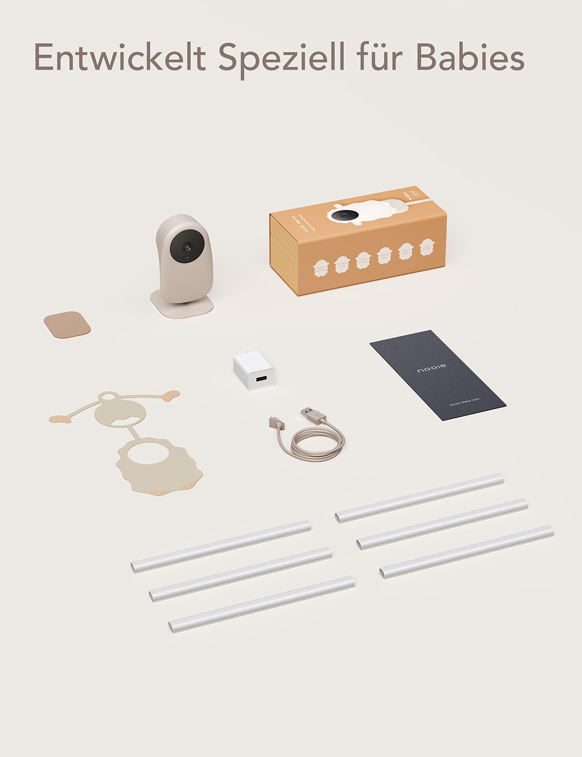 nooie Baby Monitor, Babyphone mit Kamera WLAN, Baby Kamera mit APP und Handy Verbindung, 1080P Nachtsicht, Bewegungs und Cry Detection Alexa kompatibel, Bewegungs Geräuscherkennung