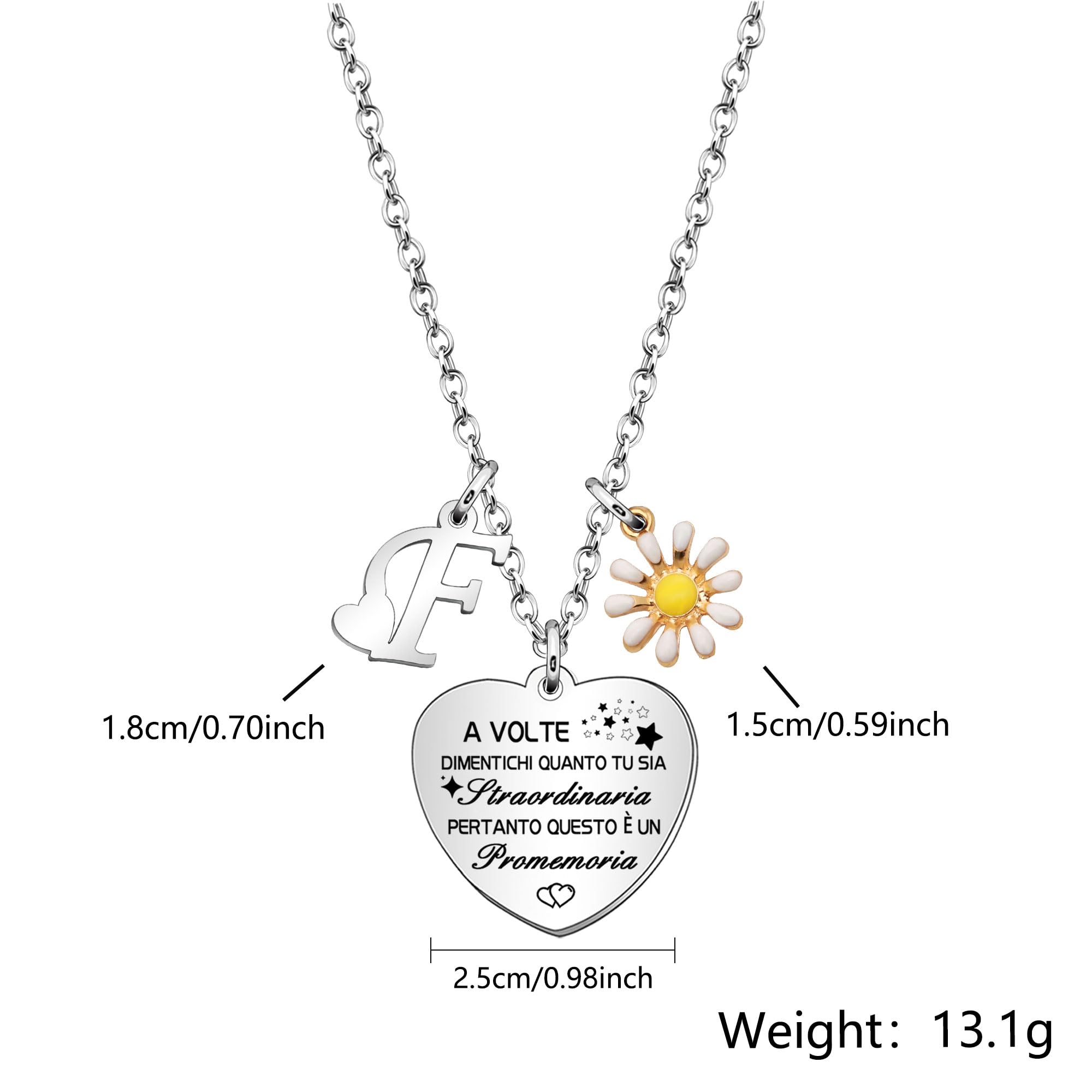 Hcvone Collana Iniziale Collana Margherita da Donne Ragazze Collana Lettera Collana Amicizia Sorelle Promemoria Regali Compleanno Motivazionali Regali Colore Argento Collana Gioielli