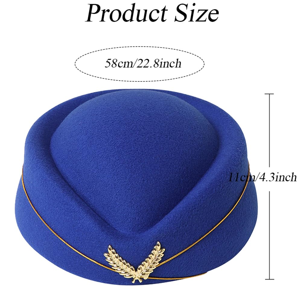 5PCS Blue Airline Stewardess Costume Accessories Set Cosplay Outfit Flight Hat Sunglasses Scarf Gloves Brooches for Party Cosplaying - Image 2