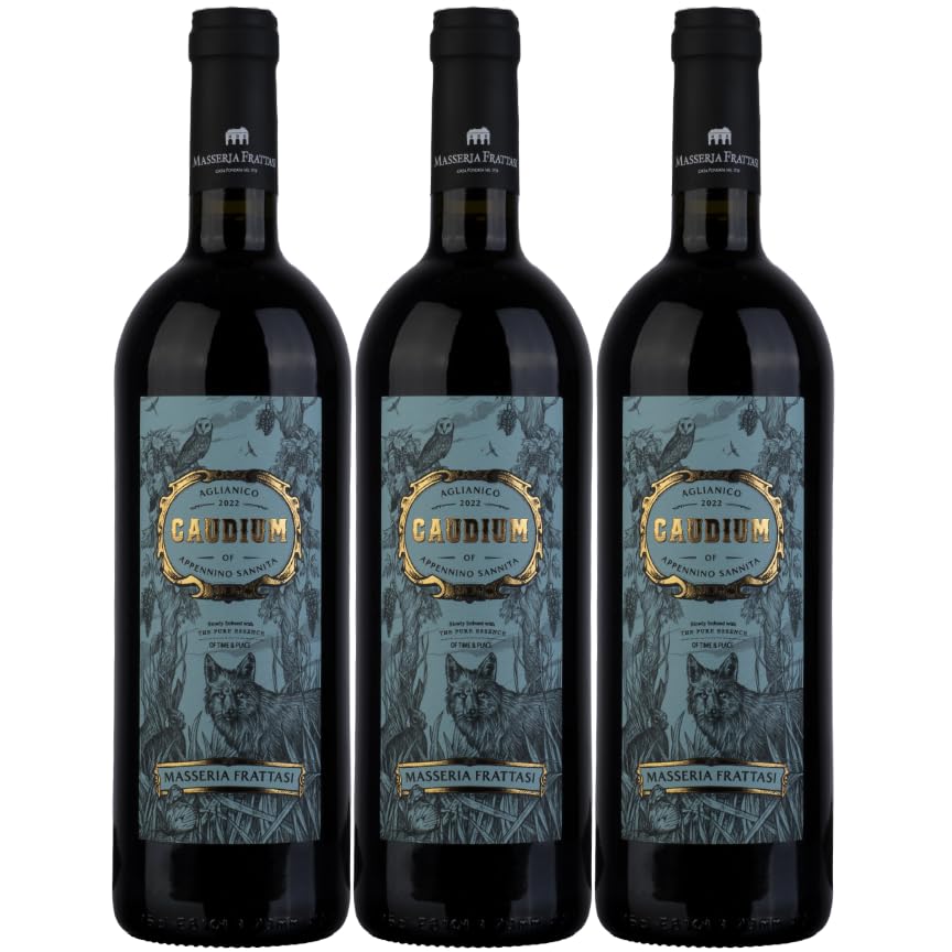 Caudium Aglianico Beneventano IGP 75cl – Masseria Frattasi – Vino Rosso Italiano 14% Vol – Corposo, Intenso e Fruttato – Vino Campano di Eccellenza Made in Italy Premium
