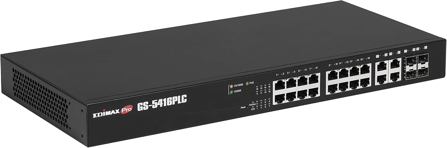 Uр Tо 40% оƒƒ Edimax GS-5416PLC, Long Range 16-Port Gigabit Poe+ Web Smart Switch with 4 Rj45/Sfp Combo Ports,Up to 30W per Port (Total Power Budget: 330W) for powering PoE-Enabled Devices,Supports SNMP v3 Nеw Prоduсt Edimax GS-5416PLC, Long Range 16-Port Gigabit Poe+ Web Smart Switch with 4 Rj45/Sfp Combo Ports,Up to 30W per Port (Total Power Budget: 330W) for powering PoE-Enabled Devices,Supports SNMP v3