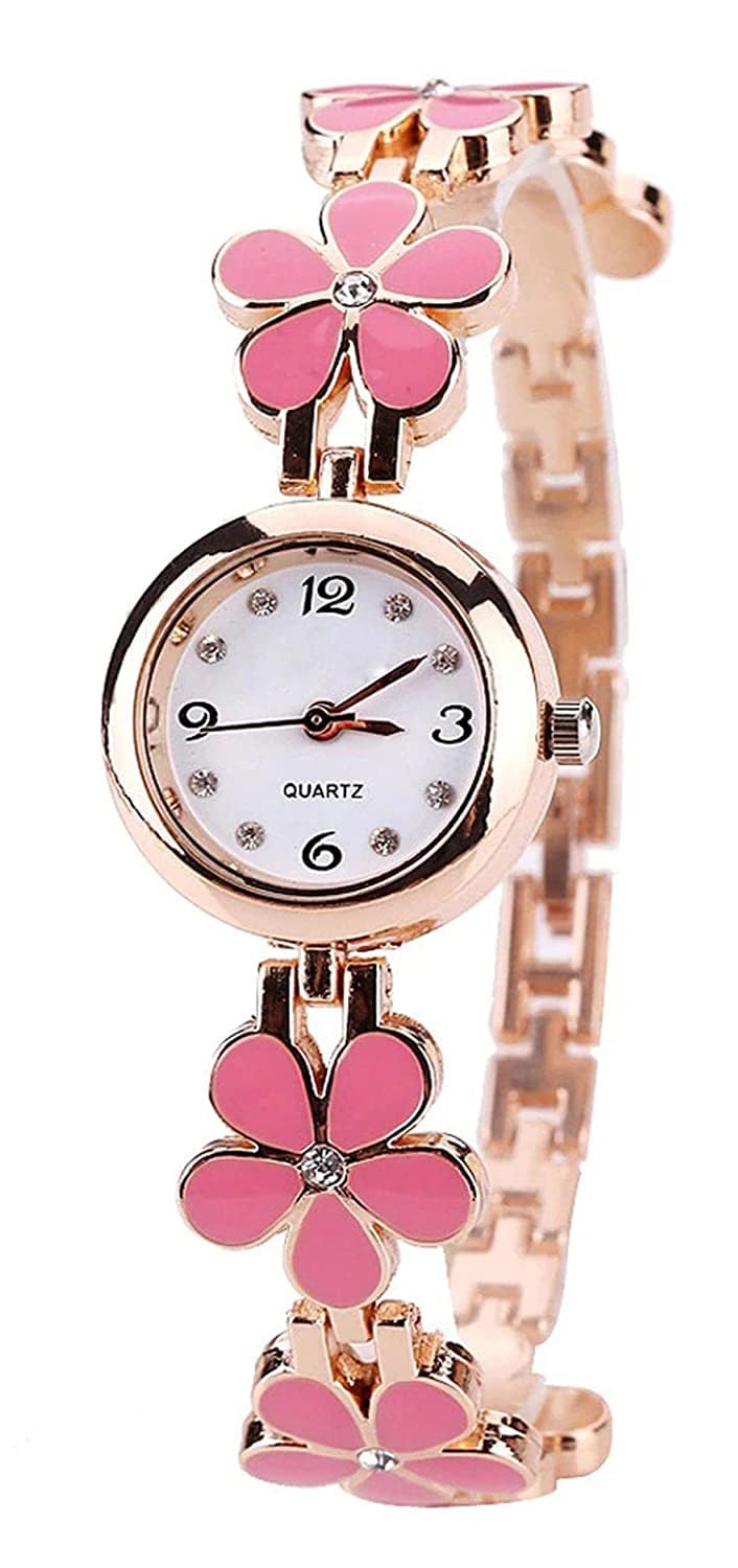 Tymor Double Flower Round Dail Flower Chain Analog Watch for Girls and Women Pack of 1 (Pink) (B0CBBJ7MGK) Amazon Price History, Amazon Price Tracker