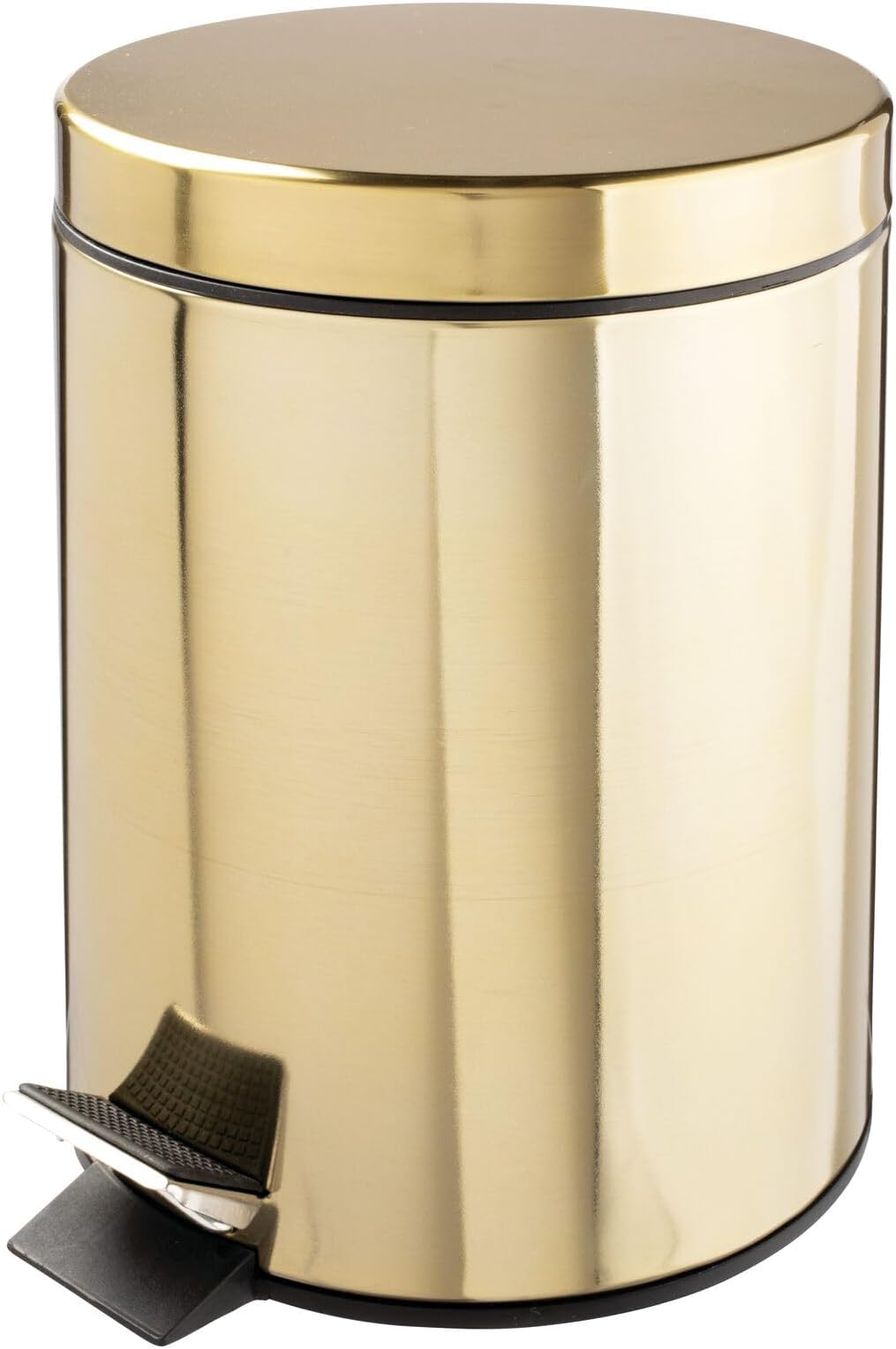 mDesign 5 Liter Round Small Metal Step Trash Can Wastebasket, Garbage Container Bin - for ...