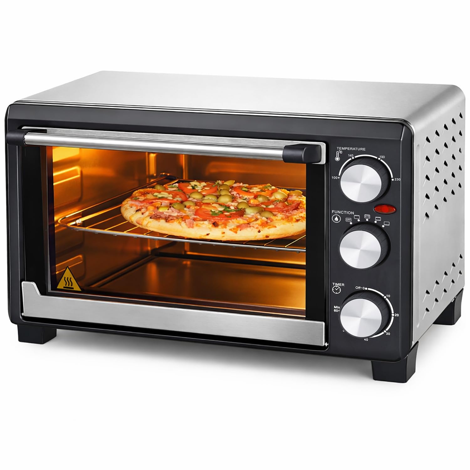 Syntrox Germany 18 l Kleiner Mini Backofen Bokabu | Miniofen | Pizzaofen | Pizzabackofen, 1200 Watt, mit Timer, inklusive Zubehör, max. 230 Grad, mit Umluft