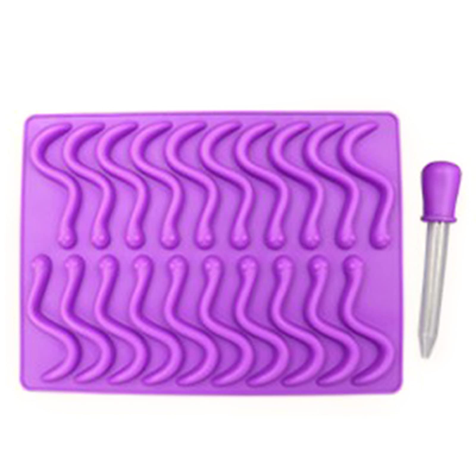 Tsophreniq 20 Cavity Earthworms Silicone Mold Gummy Jelly Candy Chocolate Mold Cake Decorating Tools Baking with Dropper Silicone Chocolate Molds Shapes