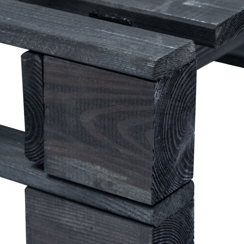 vidaXL Repose-Pied Palette de Jardin Noir Table Basse Terrasse Salon Bois