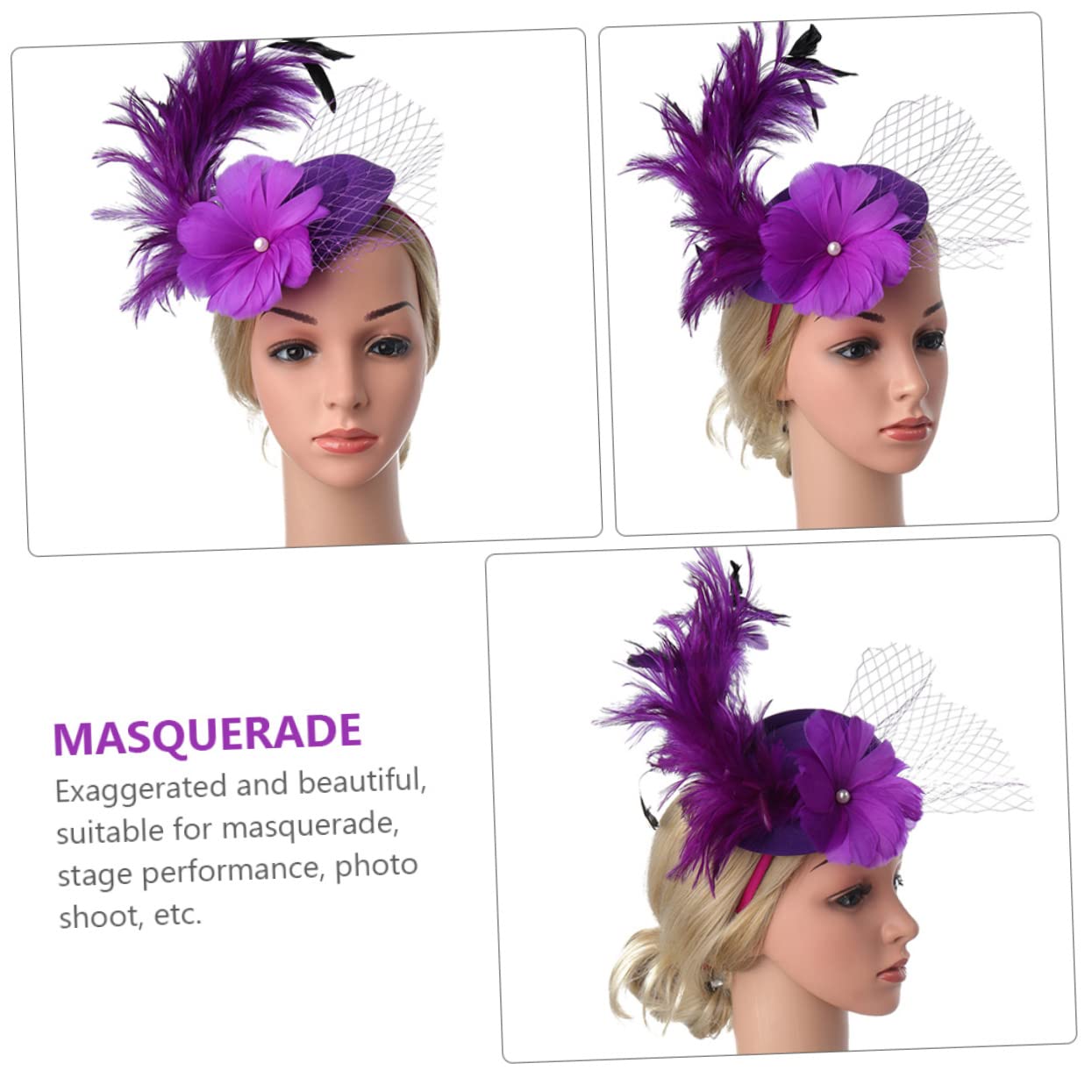 SHERCHPRY 1 sombrero de niña de flores para boda, novia, mini sombrero de copa para mujer, mini sombrero con clip para el cabello