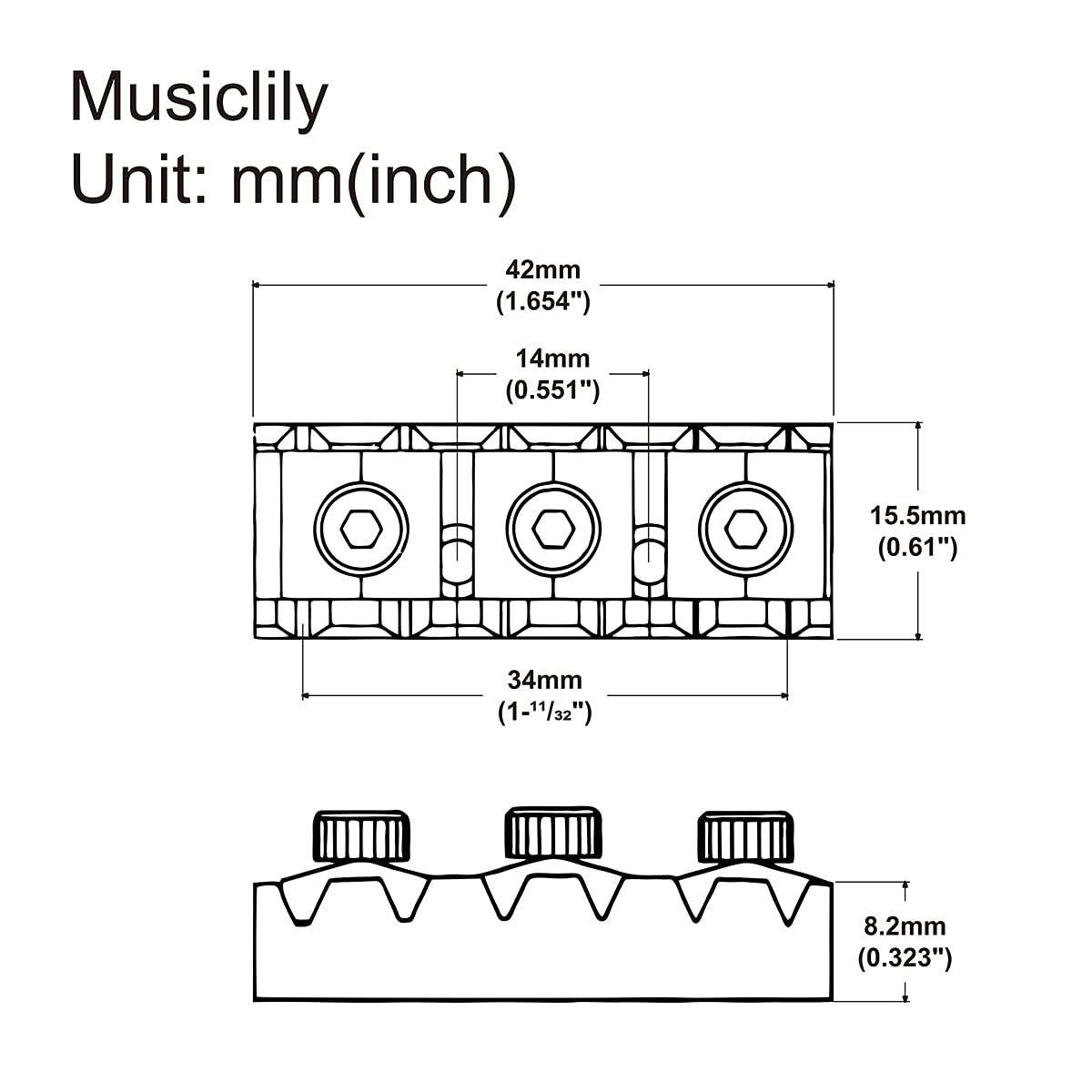 Musiclily Pro 42mm Steel Guitar R2 Locking Nut String Lock for Floyd Rose Tremolo Bridge Electric Guitar, Gold - Image 2