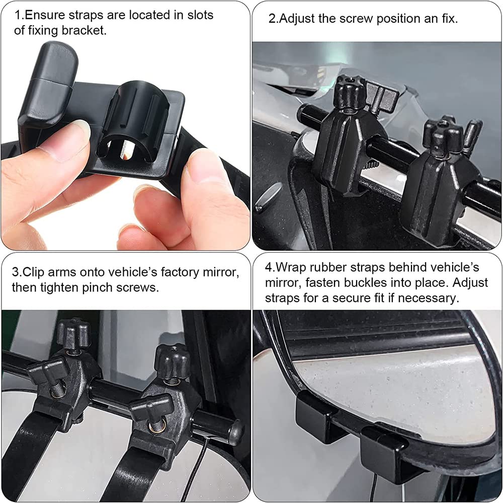 2PCS Espejo para remolque de automóvil,Espejo Caravana, Espejo auxiliar de remolque fácil de montar, para la mayoría de los espejos de vehículos grandes