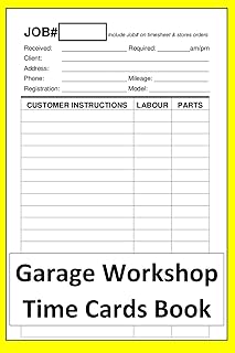 Garage Workshop Time Cards - Repair, MOT and Service Time an