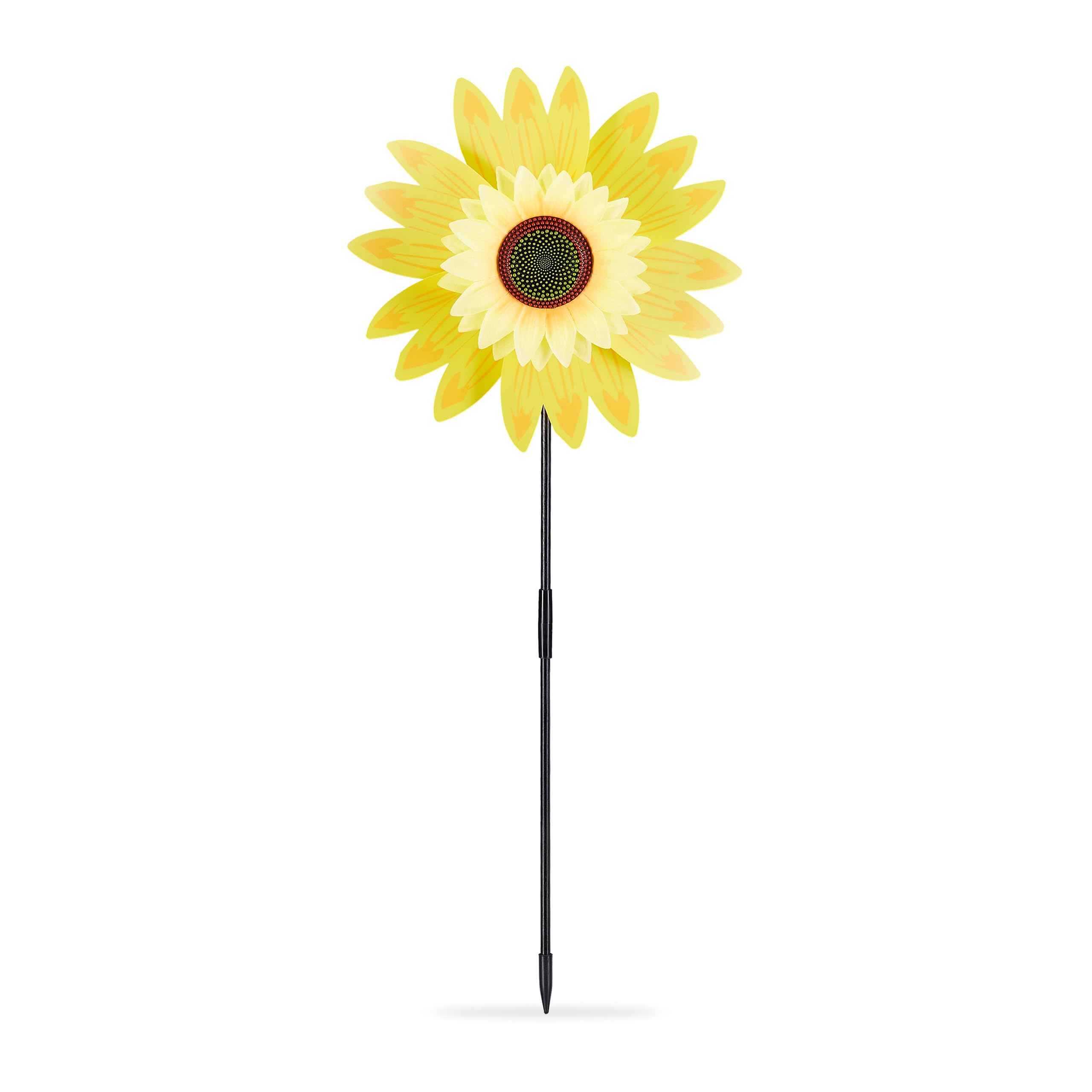 Relaxdays Girandola con Fiore, Fiore Decorativo per Bambini, Balcone, Terrazza e Giardino, Segnavento, H: 70 cm, Gialla
