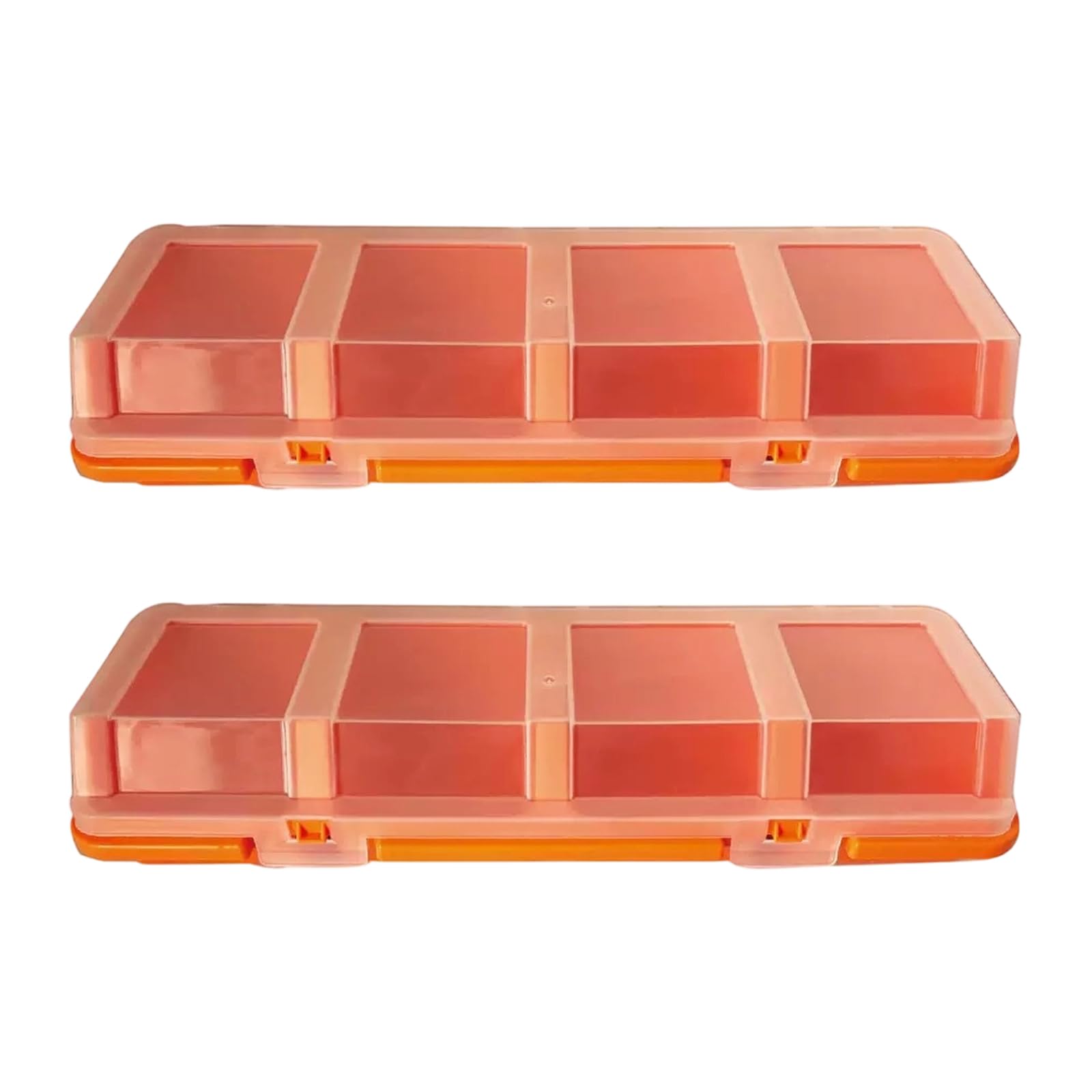 Jiapika B Tool Drawer Parts Organizer 2 Pack, Narrow 4 Compartment Hardware Case With Translucent Cover For Screws And Fixings Small Component Organizer Fastener Case Hardware Sorter Drawer Parts Tray Workshop