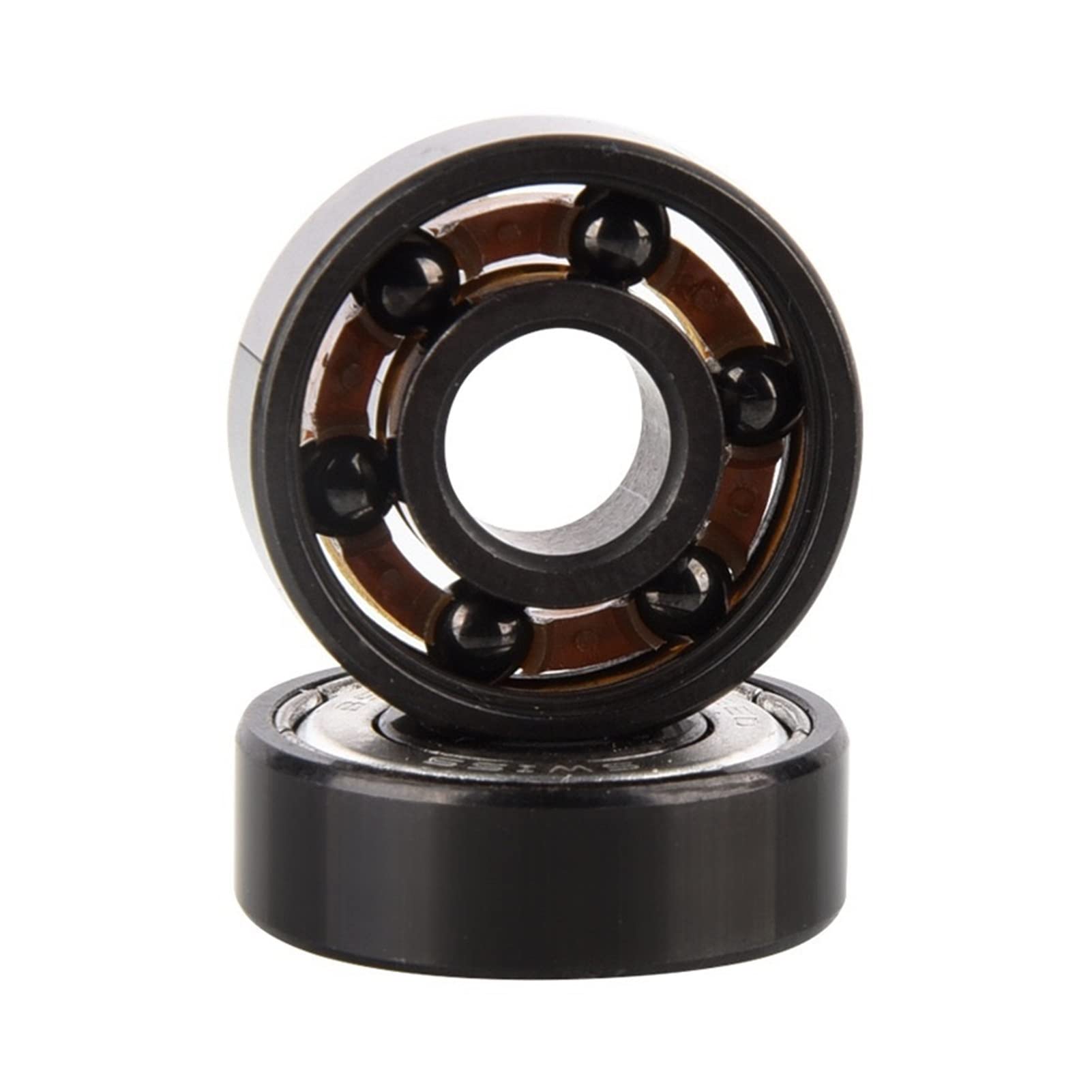 XRKJKQIDG 8pcs 608RS Ceramic Ball Bearing Roller Skate Snowboard Skateboard Bearings Professhional High Speed Mute(8pcs Black Ceramic)