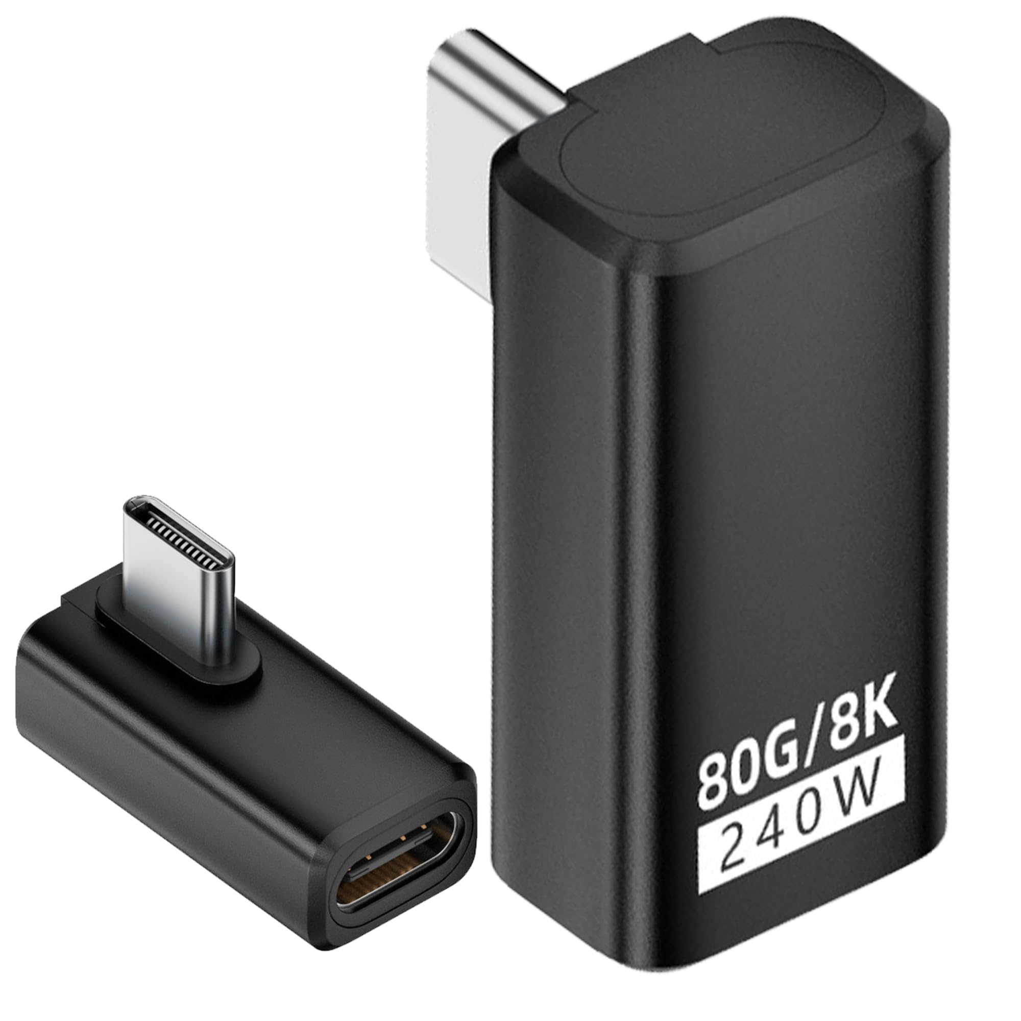 240W 80Gbps USB C Adapter, Thunderbolt 5 USB C Adapter, 90Degree Type C Male to Female Extender 8K@60Hz, 120Gbps video bandwidth, for Phone 15/16, VR,