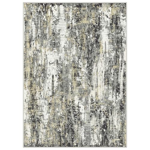 Image of BEIMO Area Rugs 5x7 for Living Room Bedroom, Modern Abstract Machine Washable Rug, Large Soft Low Pile Floor Carpet with Non Slip Backing for Dining Room, Black /Beige