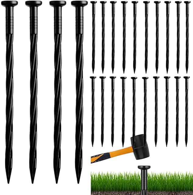 50 Pack Plastic Edging Nails, 8 Inch Landscape Edging Anchoring Stakes Spiral Garden Netting Ground Spikes for Paver Edgin...