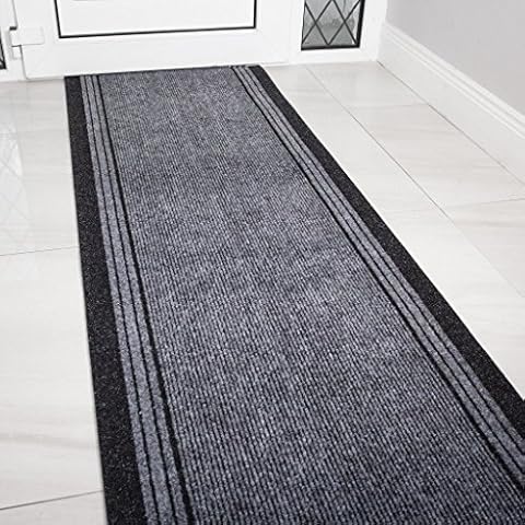 eXtreme Grey Rubber Backed Hall Runner Rug Cover