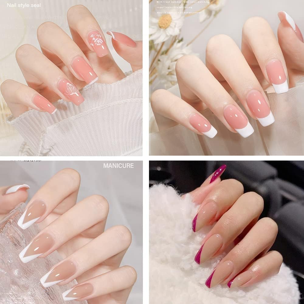 Herramienta de punta francesa, kit de sellos de arte de uñas, gelatina de silicona transparente con raspador, sello de punta francesa para manicura en el hogar DIY puntas de uñas (2 piezas)