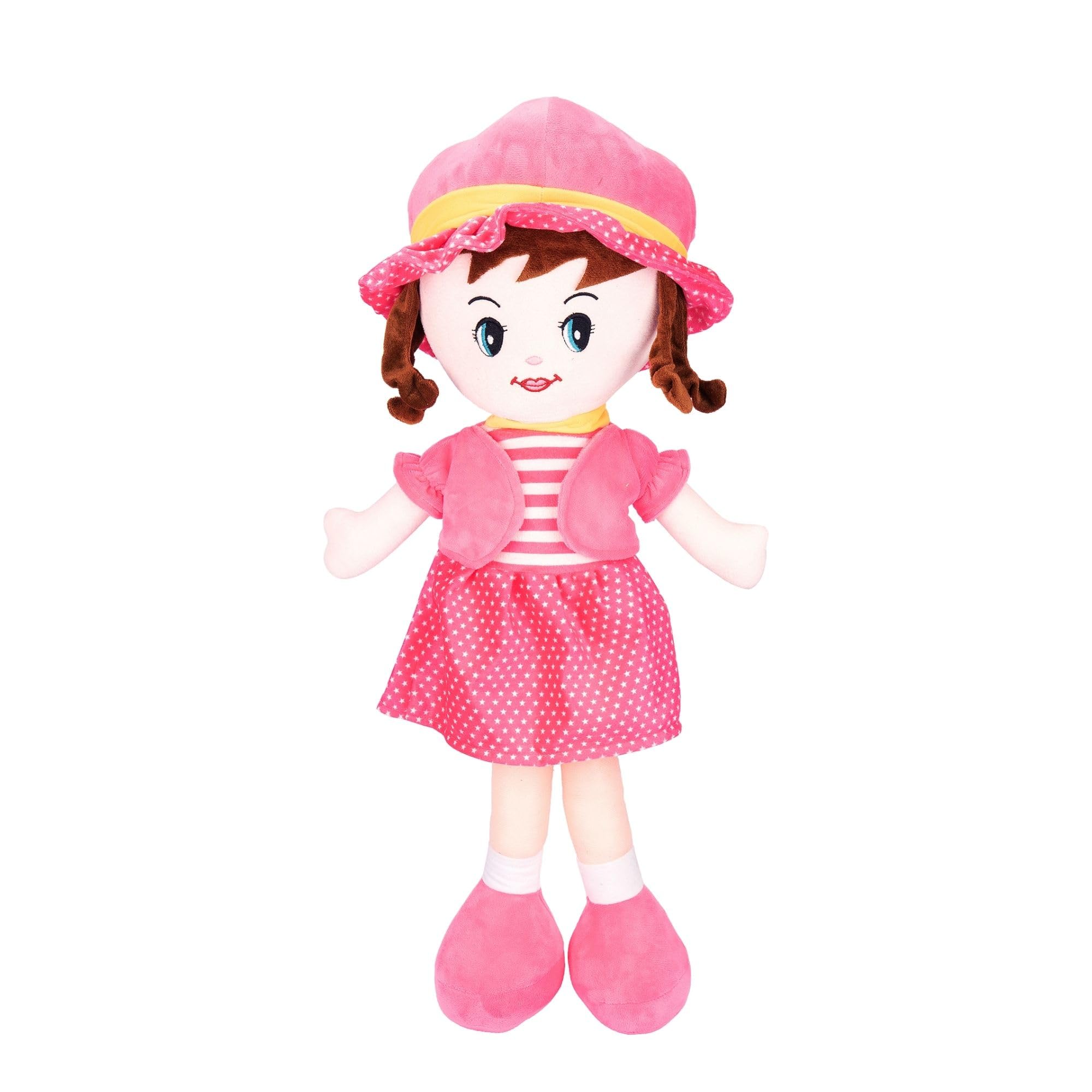 MABLE Winky Doll Soft Plush Toy for Girls | Super Cuddly Stuffed Doll for Kids & Toddlers | Cute Baby Doll Toy for Playtime & Bedtime (Pink, 40CM)