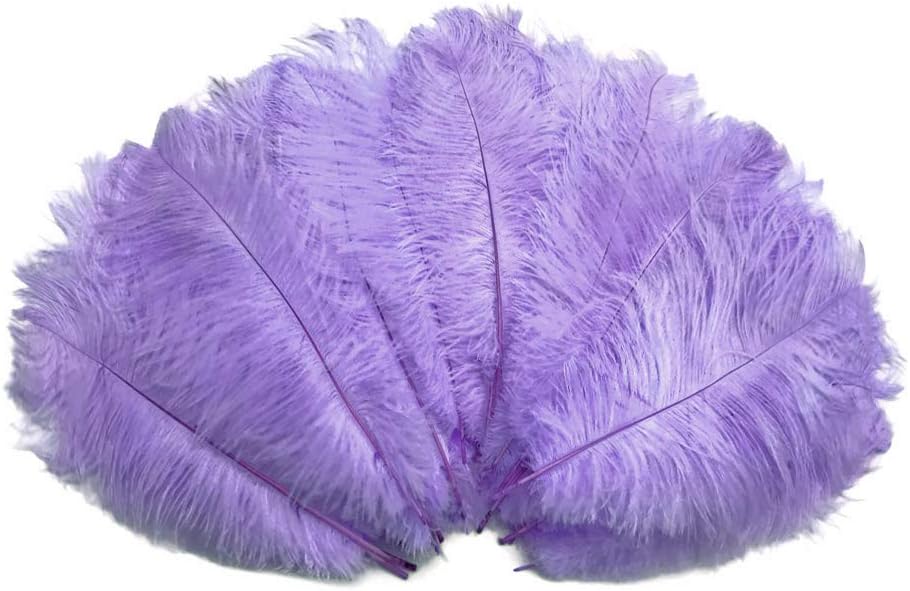 Moonlight Feather | 10 Pieces - 14-17" Lavender Ostrich Dyed Drab Body Feathers, Mardi Gras, Party Centerpiece and Costume