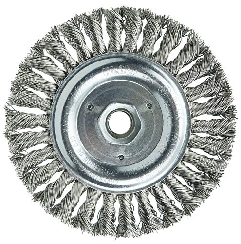 Image of Weiler 08926 Roughneck Jr. 6 inch Filler Pass Weld Cleaning Brush, .023 inch Stainless Steel Wire Fill, 5 /8 inch-11 UNC Nut, Made in The USA (Pack of 5)