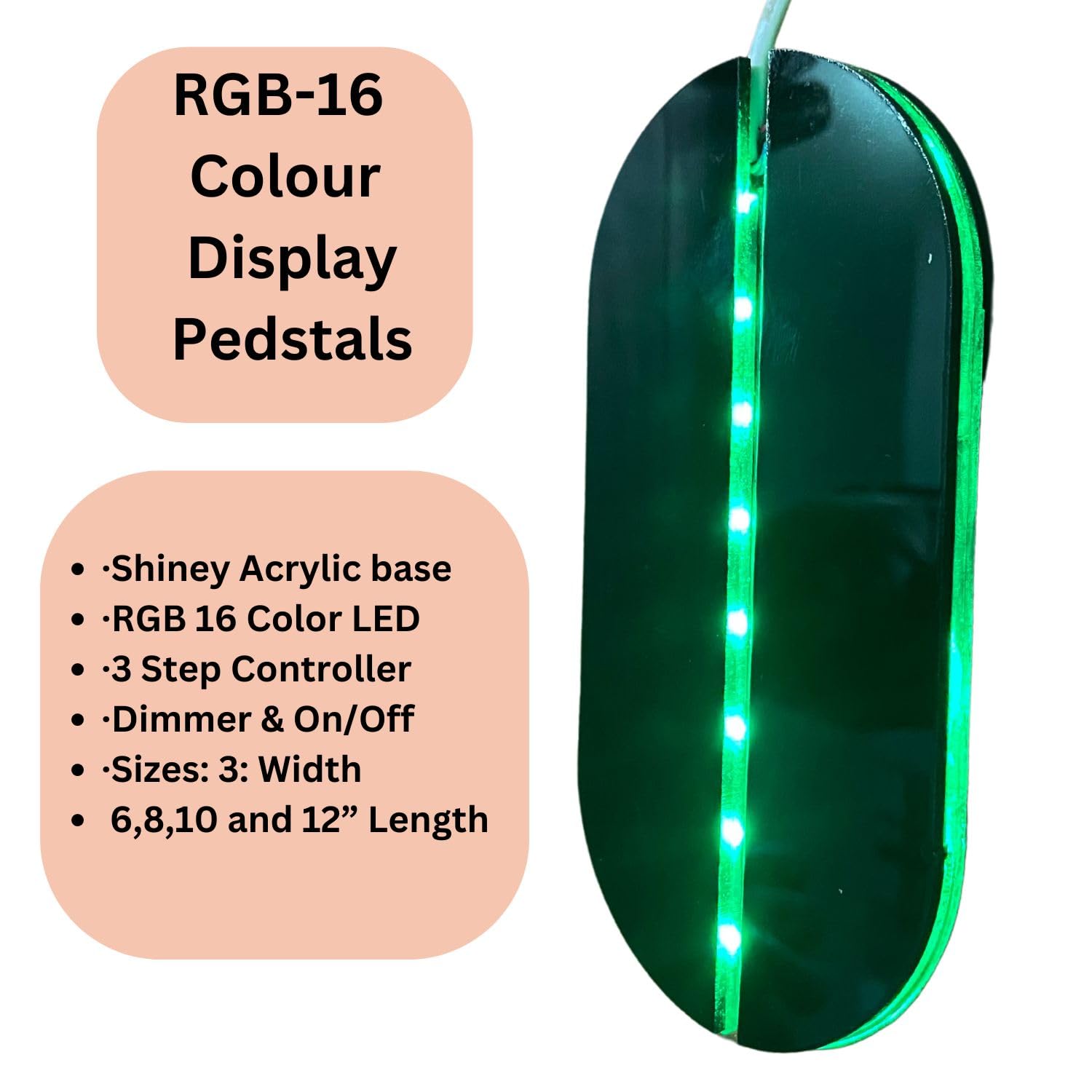 SNOOGG RGB 16 Multicolor 3-Layer 3D Crystal Display Base. showcasing Crystal Objects, Resin Art, Picture, 3D Glass Items, Bottles Comes with a Three-Button Controller dimmer and on-Off (6 inch)