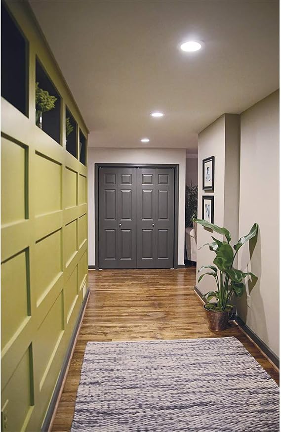 HALO E26 Series 6 in. White Recessed Ceiling Light Fixture Trim with Tapered Baffle and White Ring Overlay