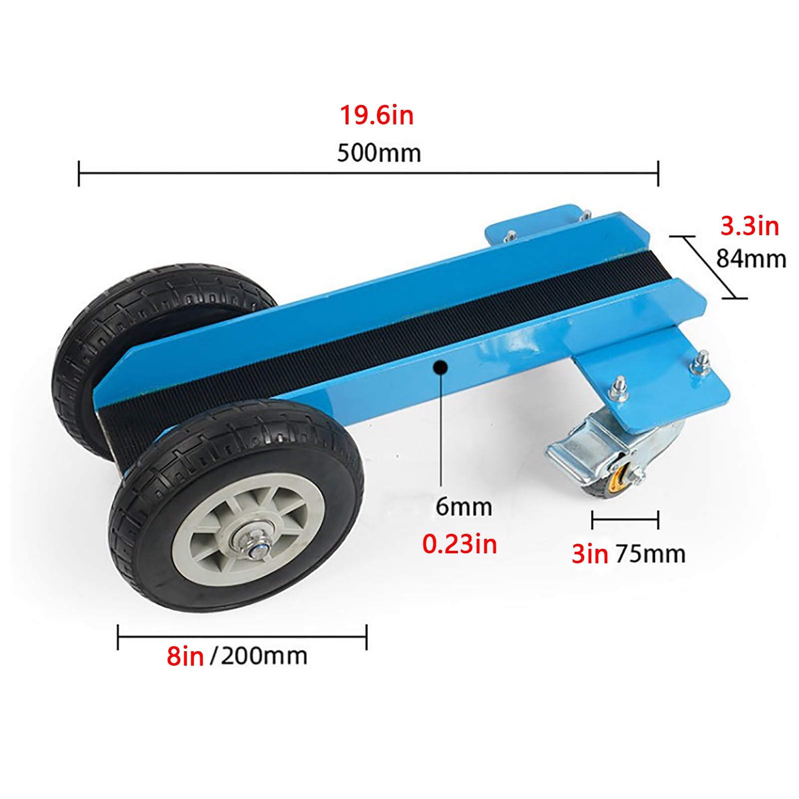 Stal Manganowa Wózek do Transportu Płyt i Paneli | Nośność 500 kg, 2 Koła Gumowe i 2 Obrotowe Kółka z Blokadą do Płytek, Marmuru, Granitu