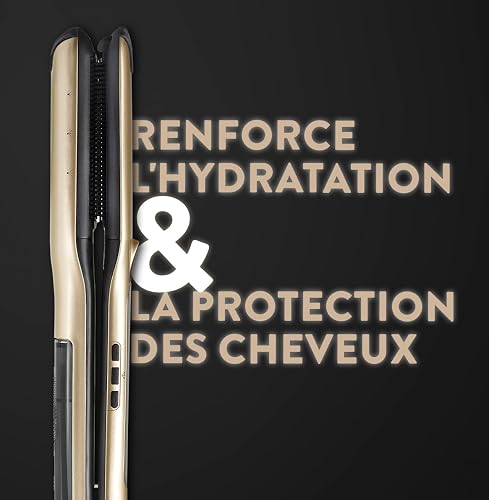 Demeliss Saint Algue Titanium V2.0 Steam Straightener Set - Includes 2-in-1 Mat - High Performance Smoothing and Intense Hydration - for All Hair Types - 2