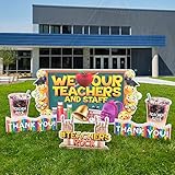 VictoryStore Jumbo Teacher Appreciation Signs We Love Our Teachers And Staff Oversized EZ Yard Cards 6 Piece Waterproof Lawn Signs Stakes Included mutlisized