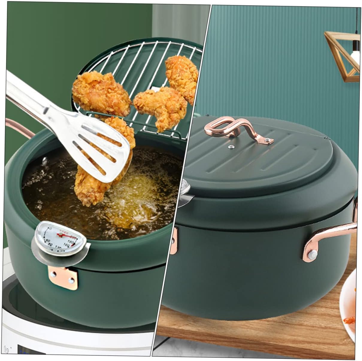 Alipis Japanese Tempura Frying Pot Oil Drainer Rack Carbon Steel Deep Fryer for Home Cooking Mini Fryer Suitable for Induction and Stoves Easy to Clean