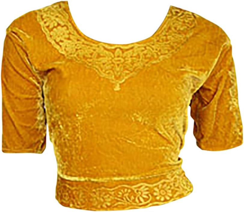 Gold Velvet Top Choli for Bollywood Sari Size XXL