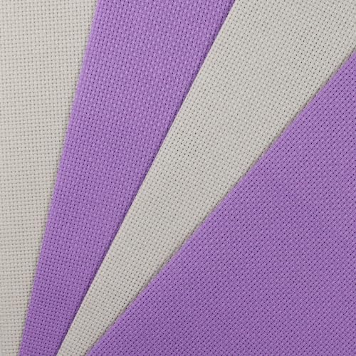 Image of KCS 4 /6 pc of 12 inch x 18 inch 30cmx45cm 16CT Counted Cotton Aida Cloth Cross Stitch Fabric (Pearl Grey+Lavender, 4 pc)