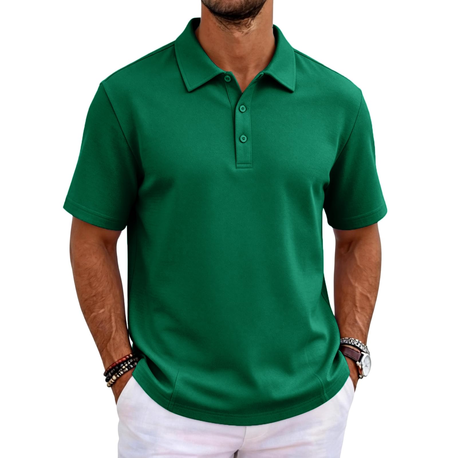 MOKBAY Men's Summer Polo Shirt Clothing Summer Buttons Breathable Polo Shirt Short Sleeve Golf Fashion Korean Collar Slim Fit T-Shirt - 1