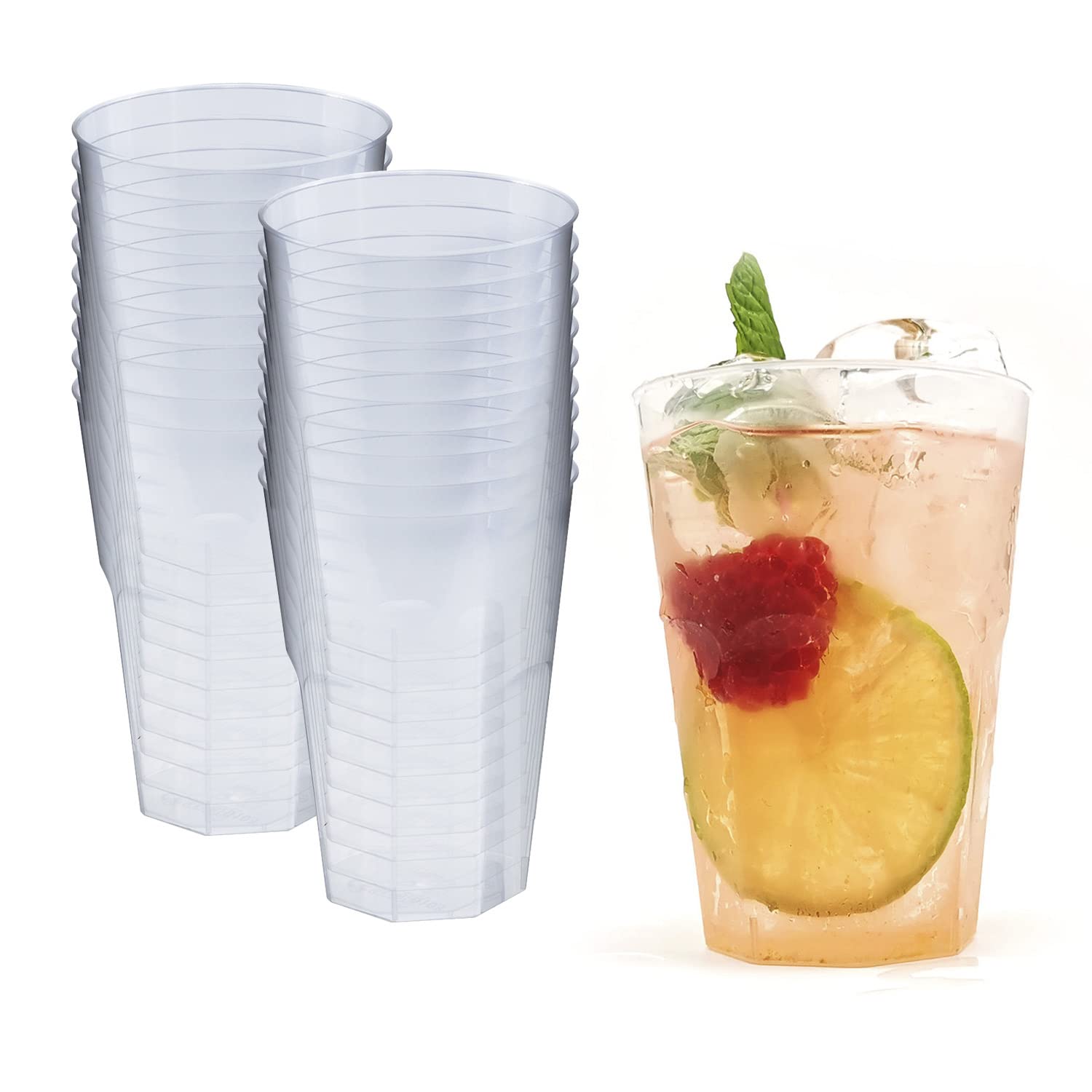 Silverkitchen 20 x Cocktail Cups 300 ml Clear - Plastic Cups, Shatterproof, Party Cups, Hard Plastic, Made in Germany