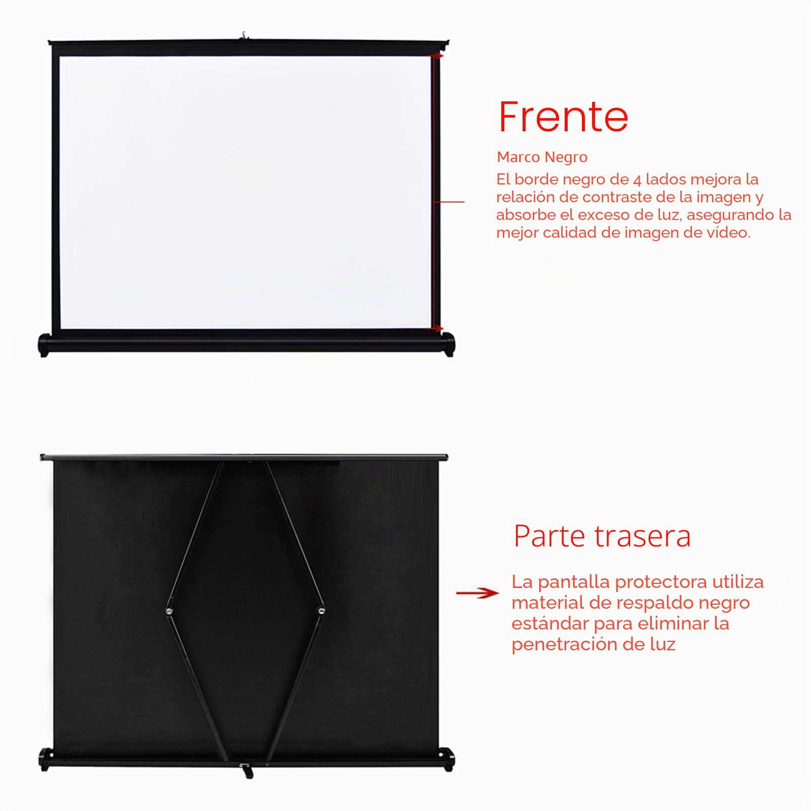 Pantalla de proyección de Mesa portátil, tamaño máximo de 50 Pulgadas 16:9 Pantalla de proyector desplegable para Cine en casa Cine en Interiores y Exteriores Video Oficina