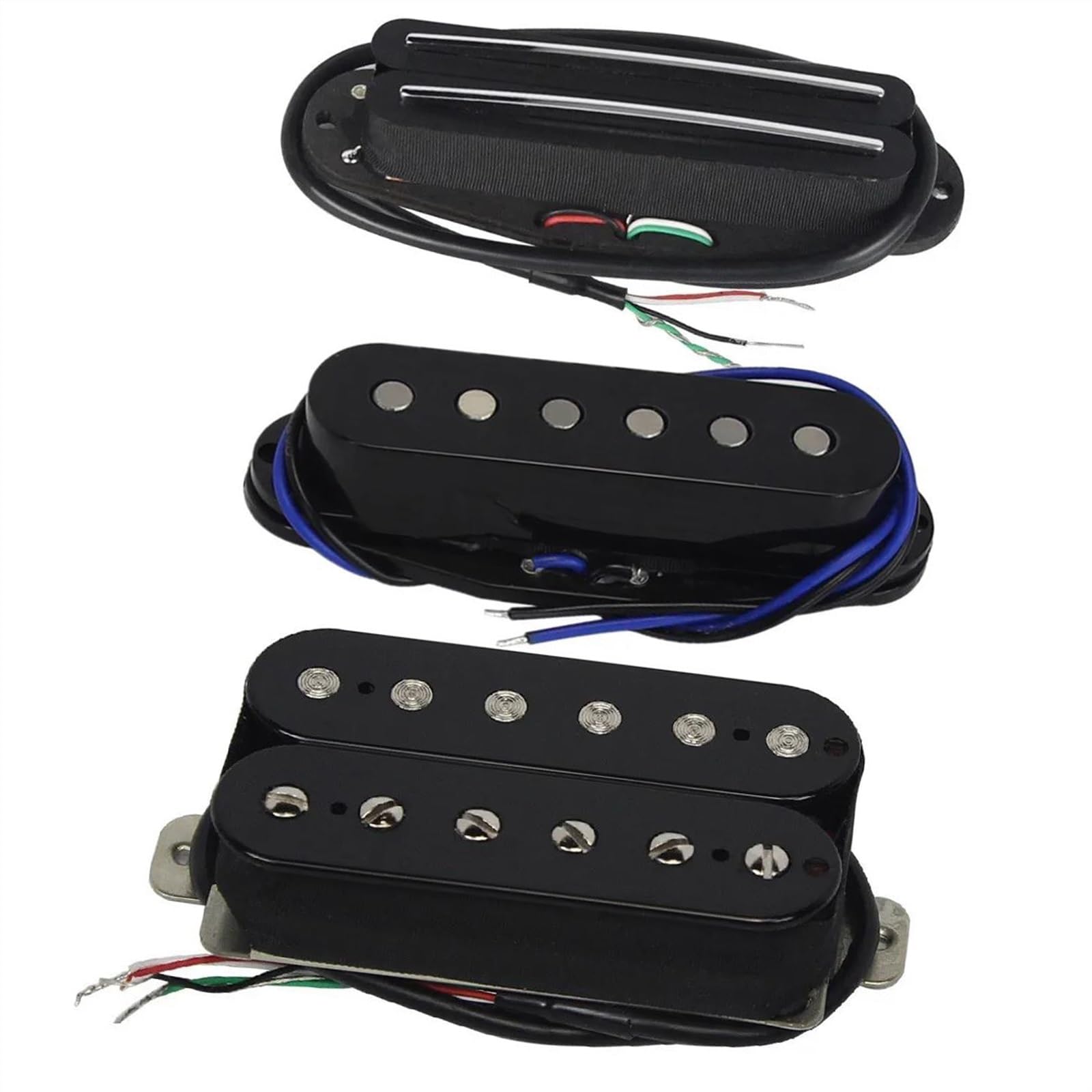 E-Gitarre Pickups Set 3PCS Alnico 5 SSH E-Gitarre Pickup Set Schienen Single Coil Humbucker Pickups Schwarz