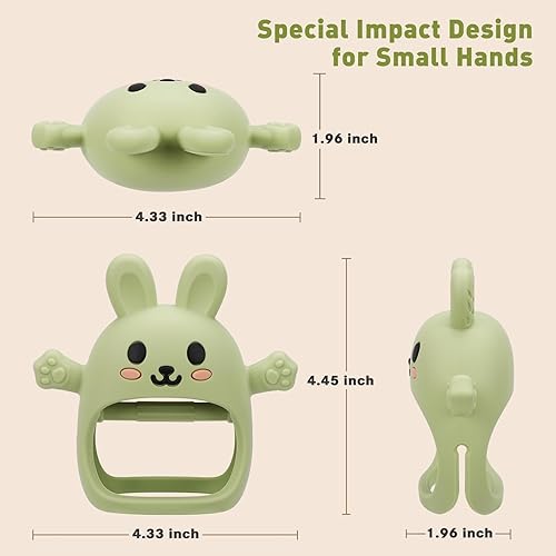 Miniatura 7 de Paquete de 2 juguetes de dentición para bebés de 3 a 6 a 12 meses, de silicona suave, sin BPA, para dentición de conejo, juguetes mordedores
