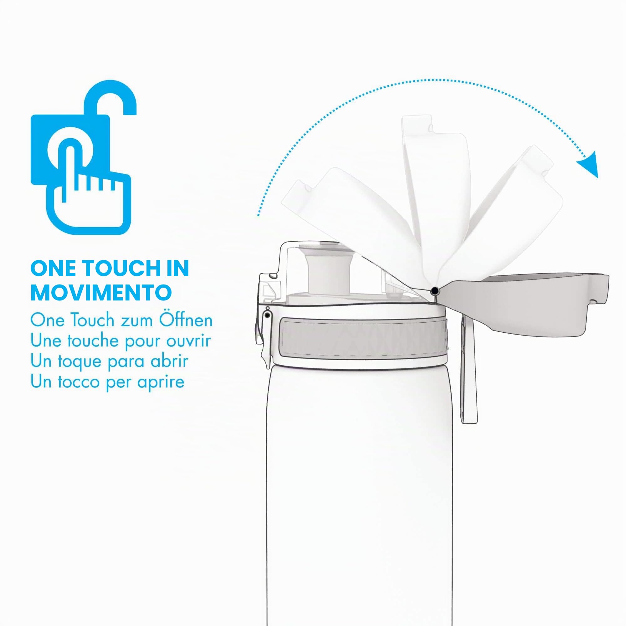 Ion8 Borraccia a Prova di Perdite, 500ml, Facile da Aprire, Serratura Sicura, Lavabile in Lavastoviglie, Senza BPA, Maniglia per il Trasporto, Adatta a Portabicchieri, Facile Pulizia, Acqua