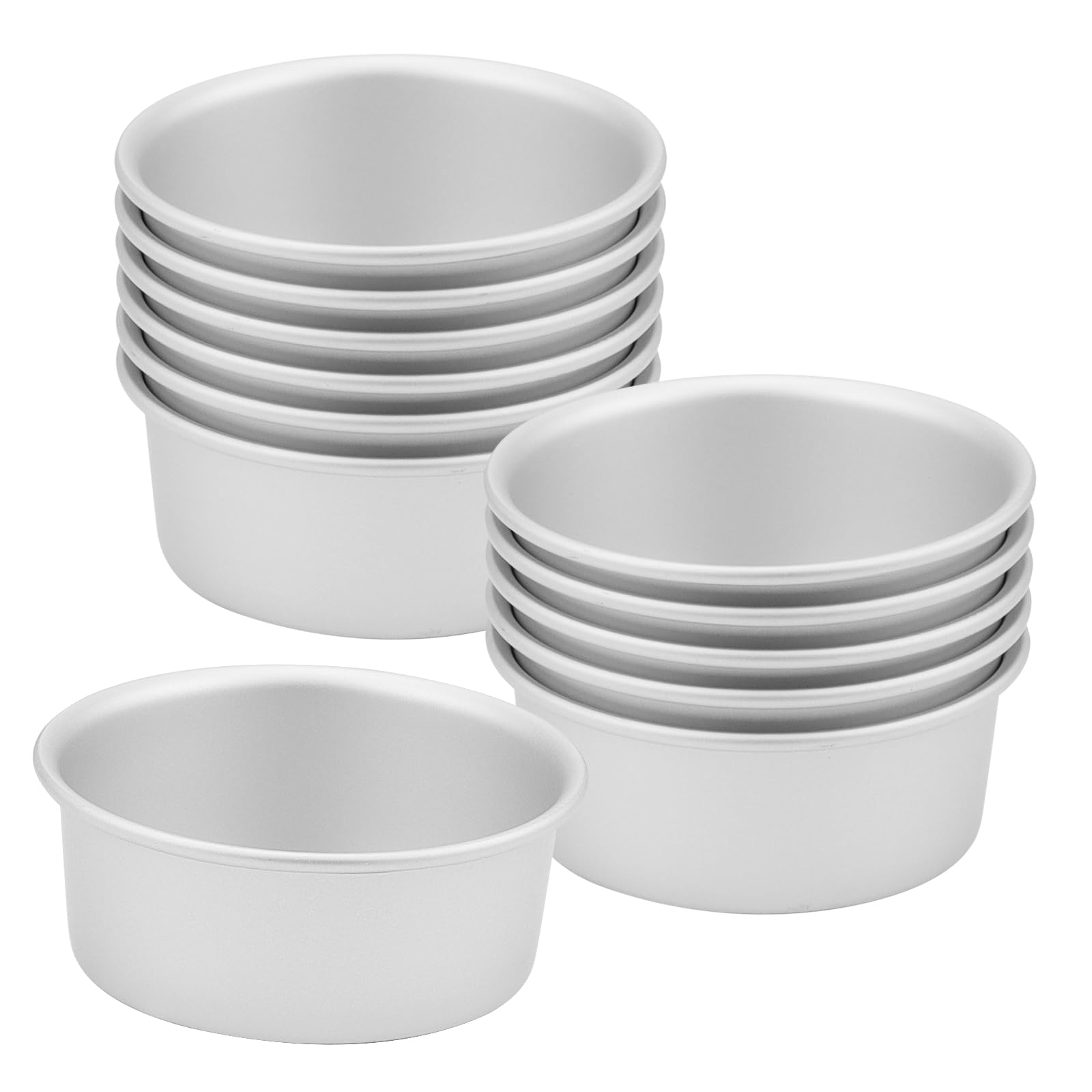 SOUJAP 12 mini stampi rotondi in alluminio per torte, 10,2 cm, design unico per matrimoni, compleanni, pane e dessert