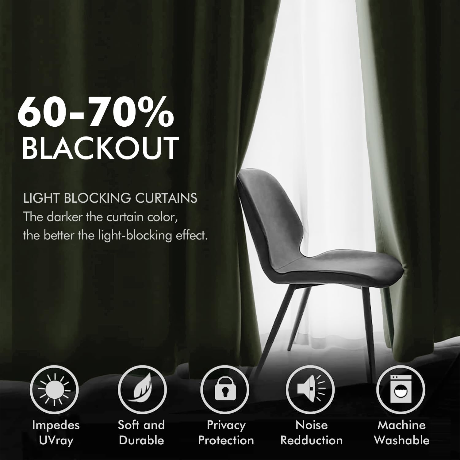 MIULEE Velvet Curtains Sage Green Elegant Grommet Curtains Thermal Insulated Soundproof Room Darkening Drapes for Classical Living Room Bedroom Decor 52 x 84 Inch Set of 2