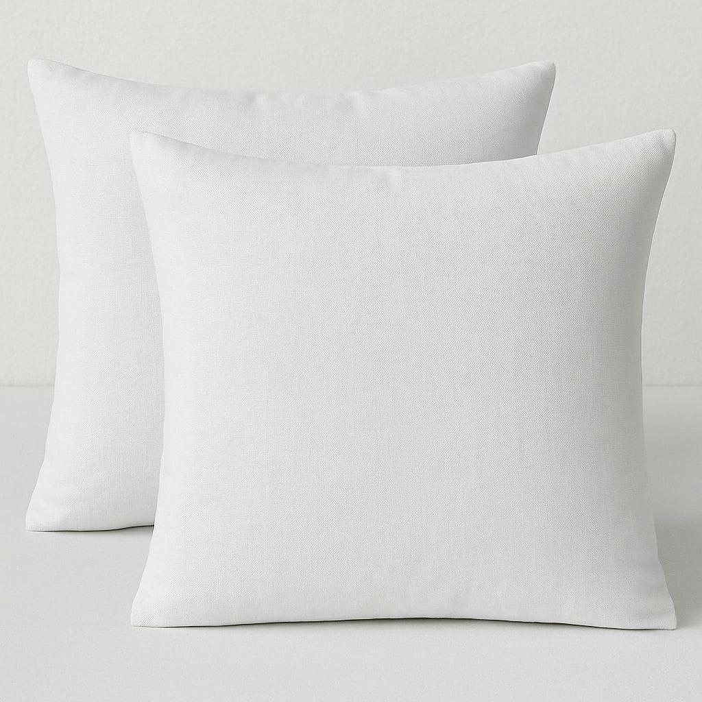 100% Egyptian Cotton Cushion Covers Set of 2 | 600 TC Satin Soft Pillow Covers with Hidden Zipper | 12X12 inch | Luxury Cotton for Sofa, Couch, Living Room & Bedroom – White-image-32