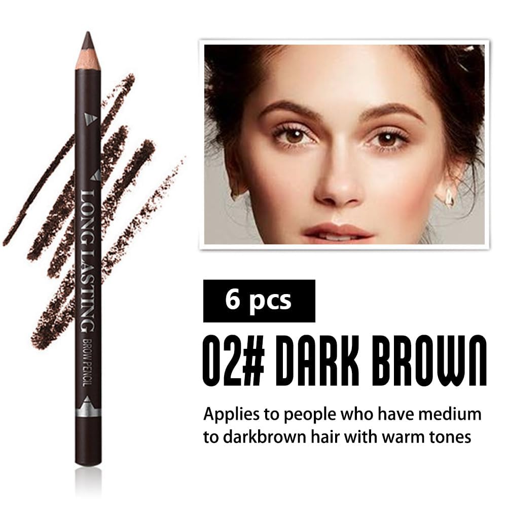 Augenbrauenstift-Set mit Spitzer, 6-teiliges Set mit Spitzer – Augenbrauenstifte aus Holz, perfekt für Augenbrauen und Eyeliner, wasserdicht und schweißfest für Anfänger-Make-up (schwarz + 3 x