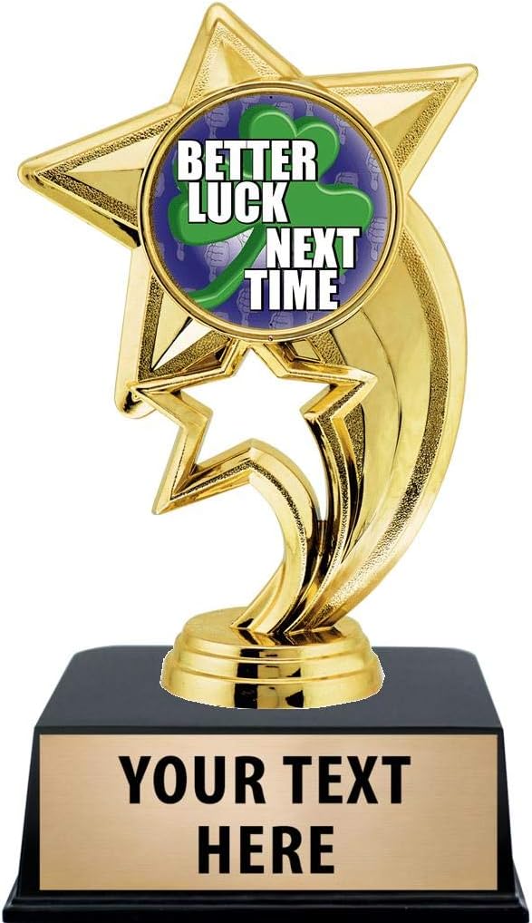 Crown Awards Last Place Trophies with Custom Engraving, 6" Personalized Better Luck Next Time Loser Trophy On Black Base Prime